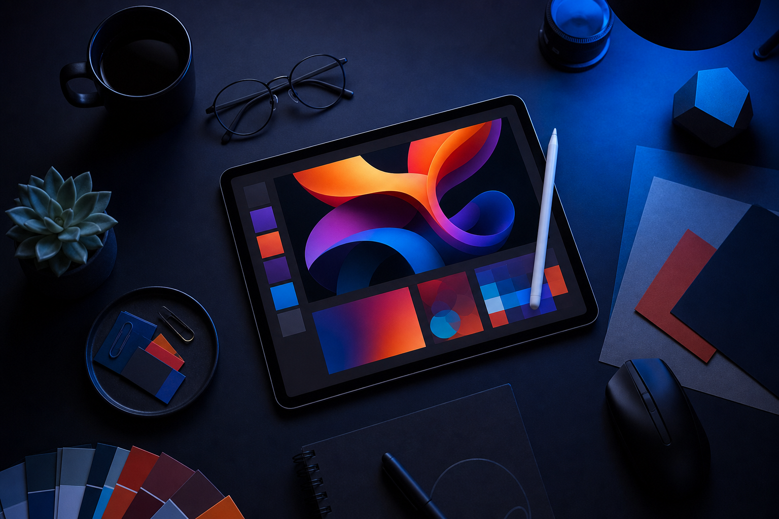 Creative designer workspace