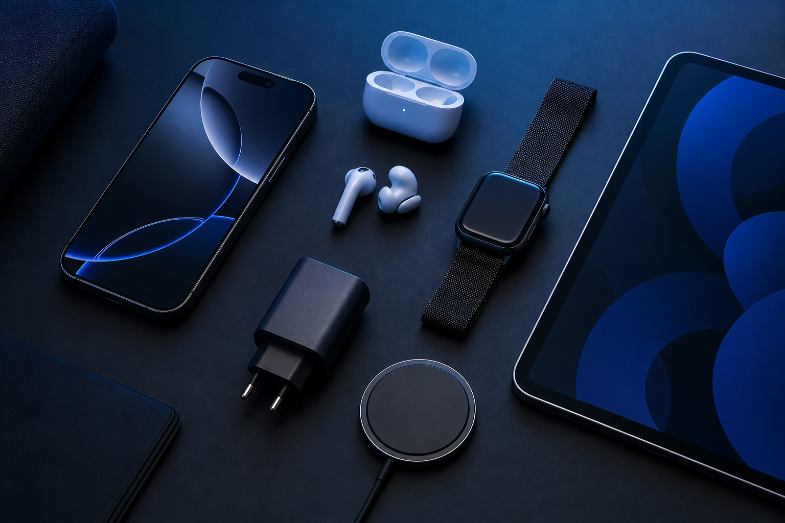 Premium consumer electronics flat-lay