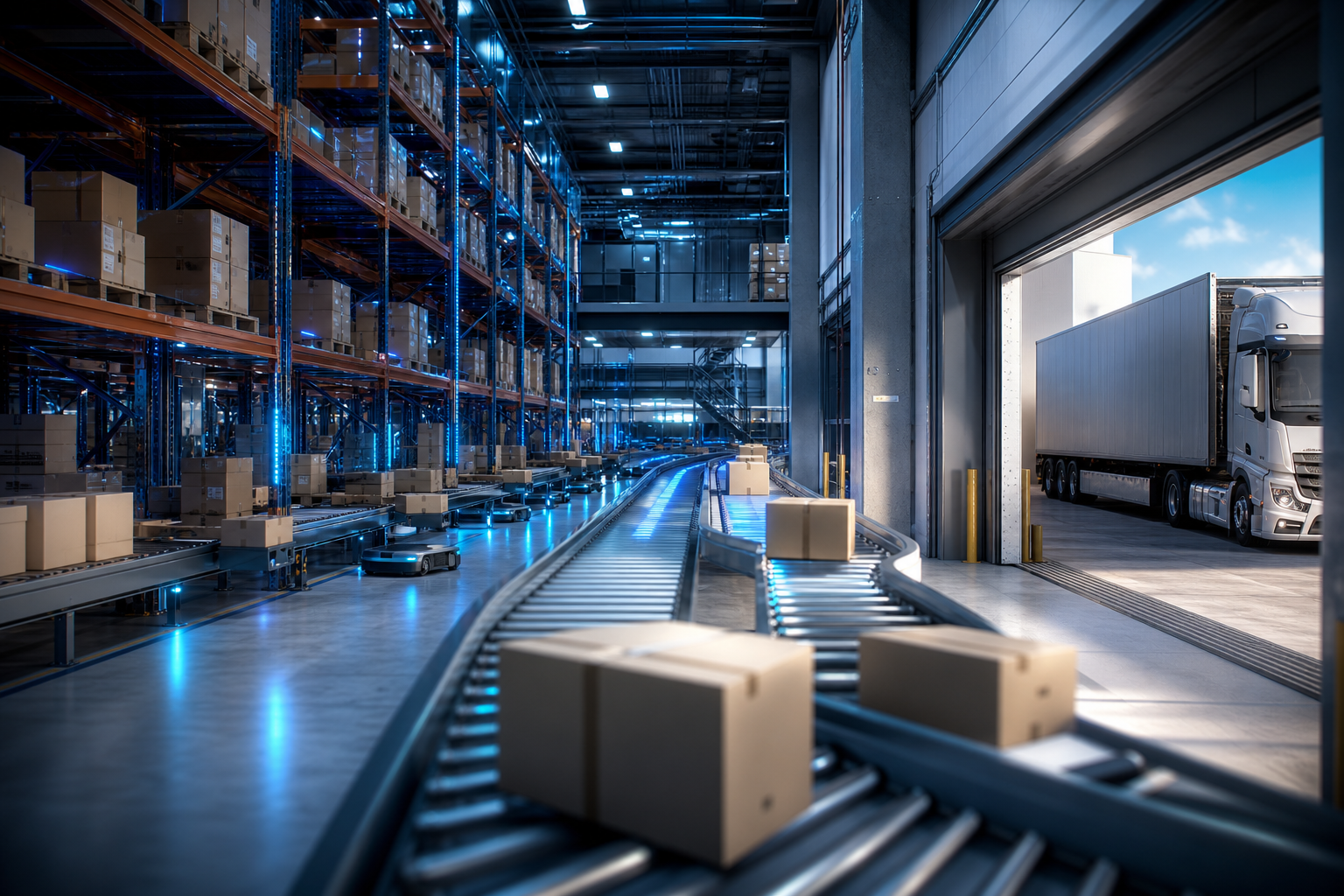 Large modern logistics warehouse