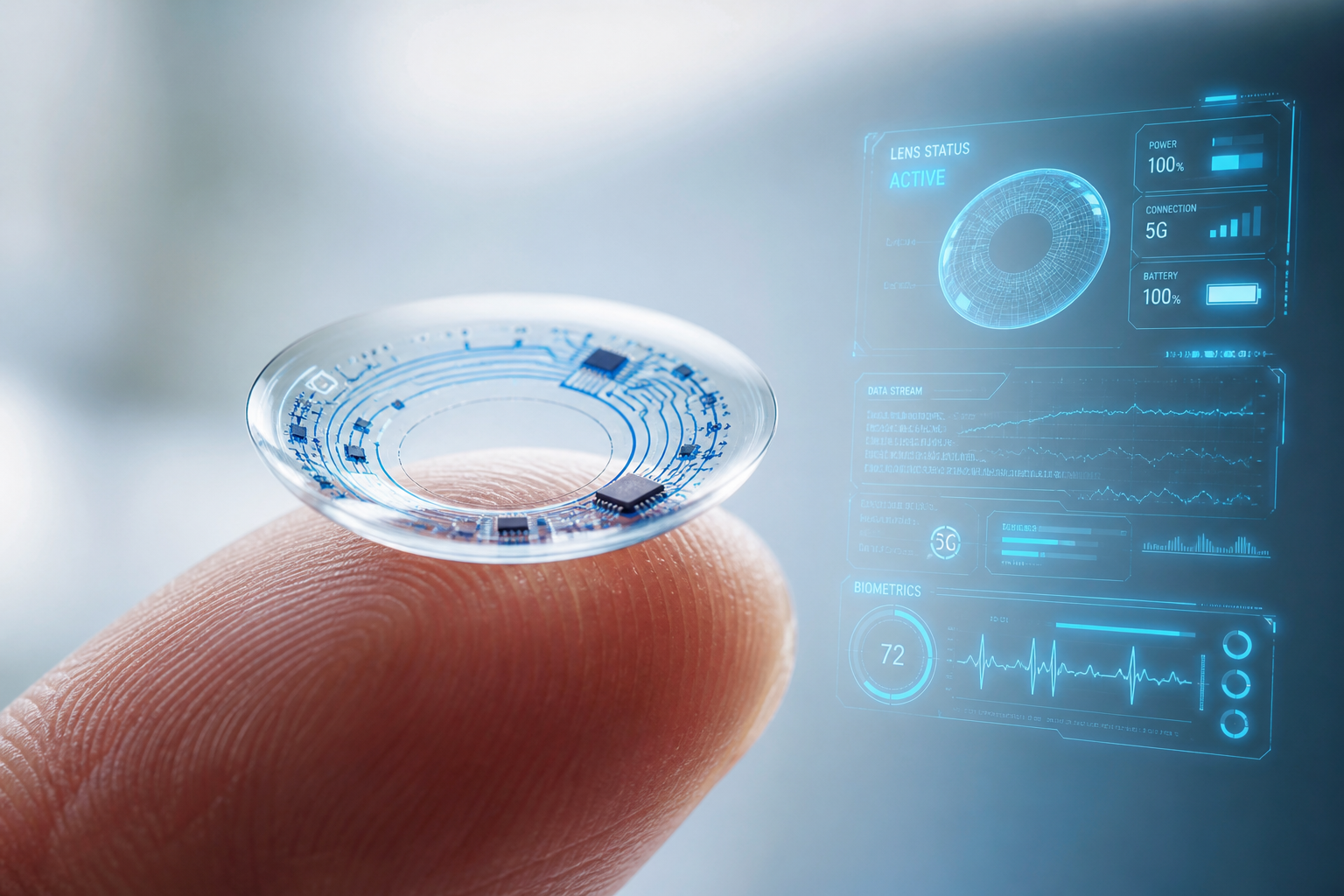 DreamLens smart contact lens with holographic interface